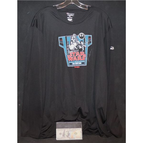 STAR WARS THE LIGHT SIDE 2017 PROMO SHIRT SIGNED BY MARK HAMILL & HARRISON FORD