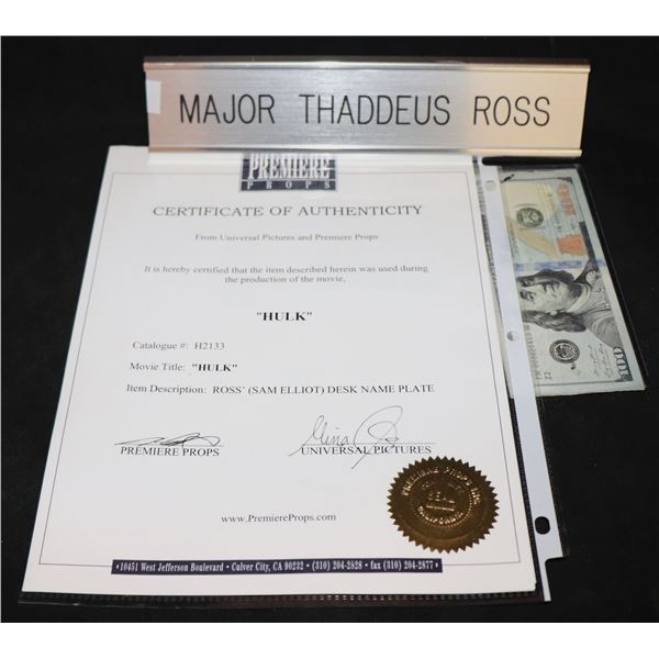 HULK THE 2003 MAJOR THADDEUS ROSS SAM ELLIO] W/ UNIVERSAL PROVENANCE SUPER HERO