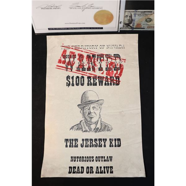 SHANGHAI KNIGHTS JERSEY KID THE WANTED POSTER SCREEN USED W/ PROVENANCE