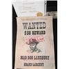 Image 1 : SHANGHAI KNIGHTS MAD DOG LANSBURY WANTED POSTER SCREEN USED W/ PROVENANCE