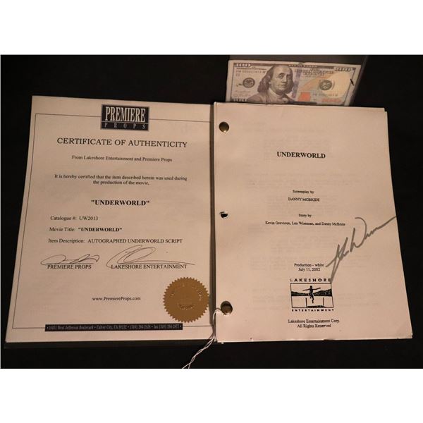 UNDERWORLD SCRIPT LEN WISEMAN SIGNED AUTOGRAPHED W/ PROVENANCE A