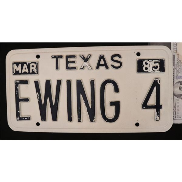 DALLAS TV EWING 4 BOBBY PLASTIC 1985 TEXAS LICENSE PLATE SCREEN MATCHED