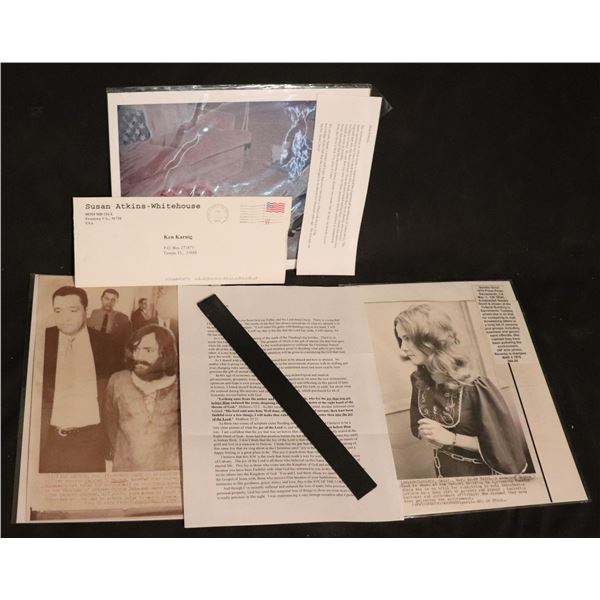 MANSON FAMILY MURDER COLLECTION SUSAN ATKINS LETTER PRESS ITEMS AND PHOTO