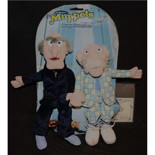 THE MUPPET SHOW STATLER AND WALDORF VINTAGE PLUSH TOY ON THE CARD