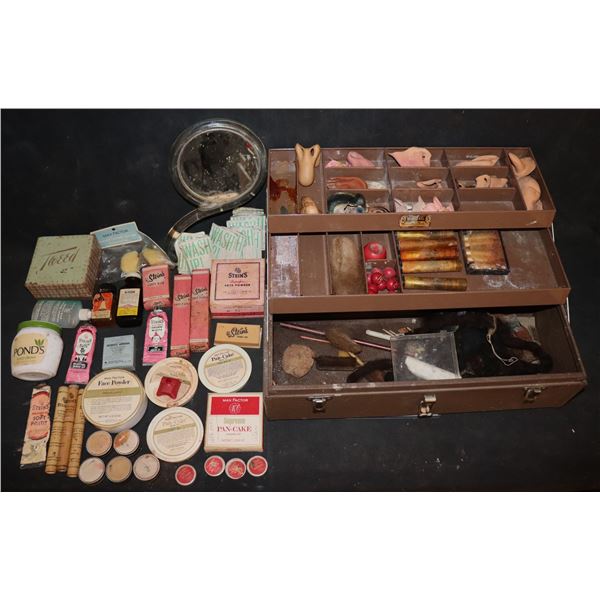 VINTAGE KENNEDY MAX FACTOR MAKE UP KIT FILLED WITH 1970's COSMETICS