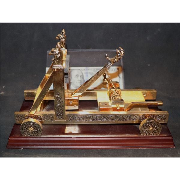 MEDIEVEL MACHINE FORCE OF THE FALCON CATAPULT NOBLE COLLECTION GOLD PLATED METAL