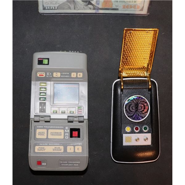 STAR TREK TRICORDER AND COMMUNICATOR VINTAGE TOY LOT OF 2