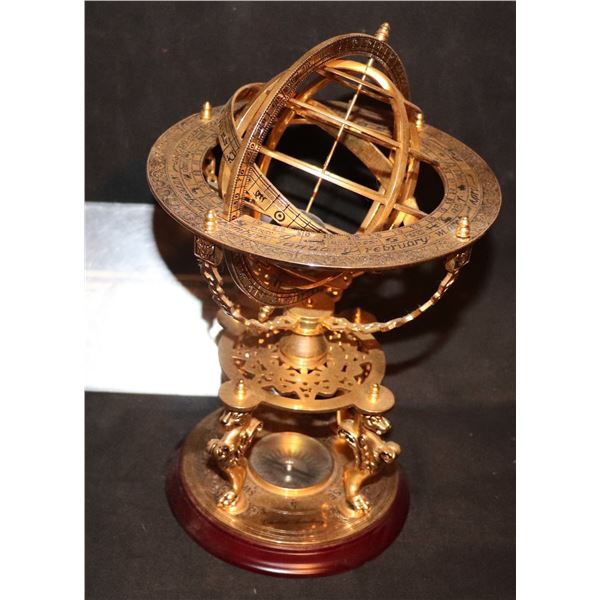 MEDIEVEL MACHINE CELESTIAL ARMILLARY GOLD PLATED METAL