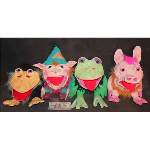 SCRUSHKINS 1994 TOYVISION UGLY TROLL FROG PIG & CROW VINTAGE PLUSH TOY PUPPET COLLECTION