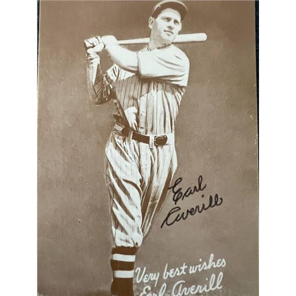 HOF Cleveland Indians Earl Averill Signed Postcard