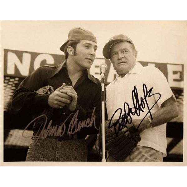 Bob Hope & Johnny Bench signed promo photo