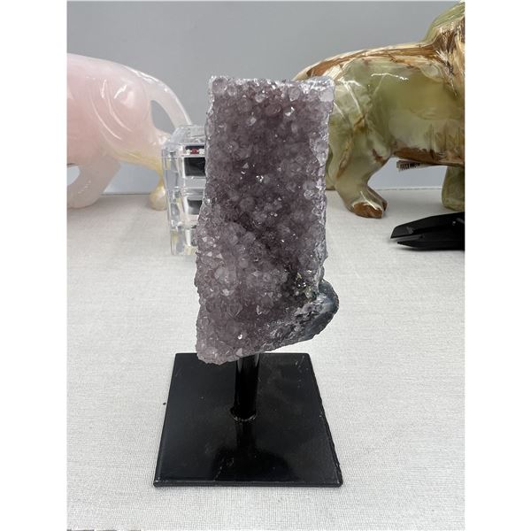 3.9 INCH  AMETHYST CLUSTER ON STAND