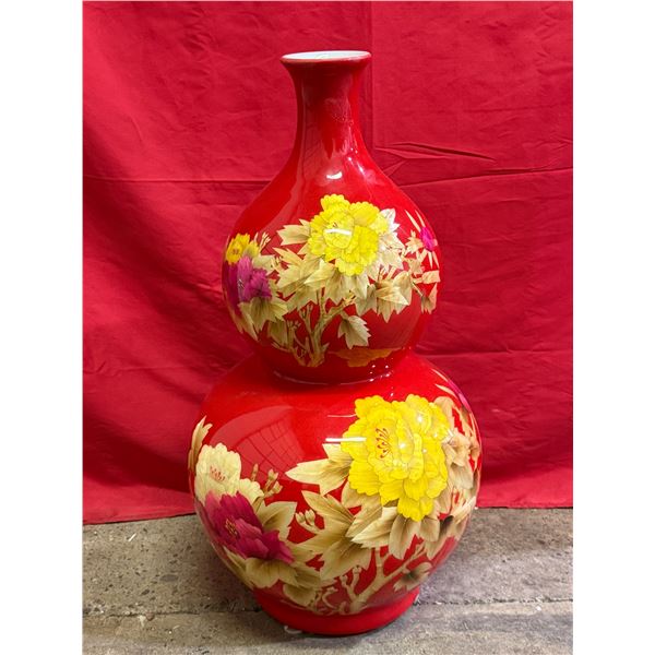 Stamped Red Double Gourd Asian Vase