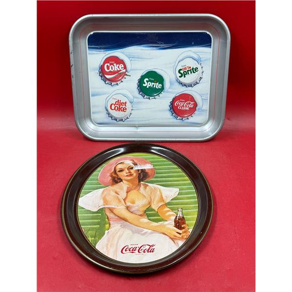 2 Metal Coca-Cola Serving Trays