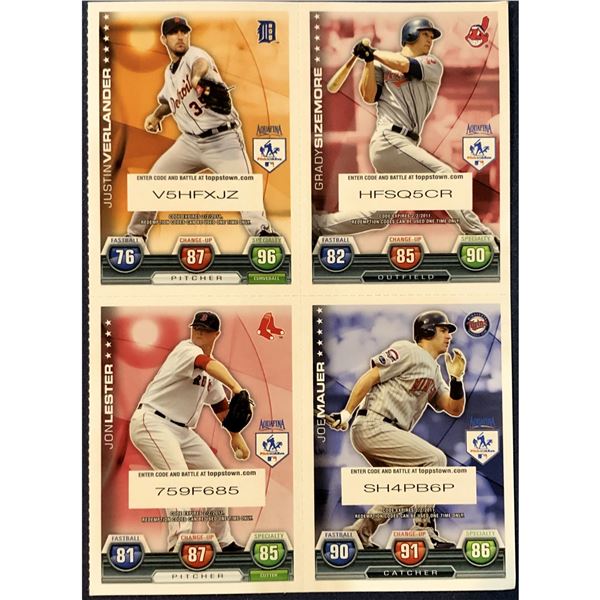 2010 TOPPS ATTAX 4-UP SHEET - JUSTIN VERLANDER / JOE MAUER (HOF)