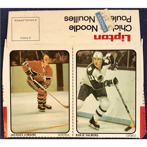 1974-75 LIPTON SOUP NHL JACQUES LEMAIRE / BORJE SALMING (HOF)