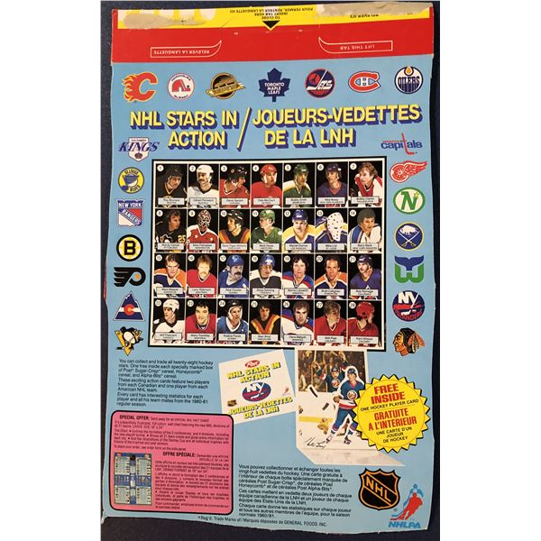 1981-82 POST CEREAL NHL - BOX BACK