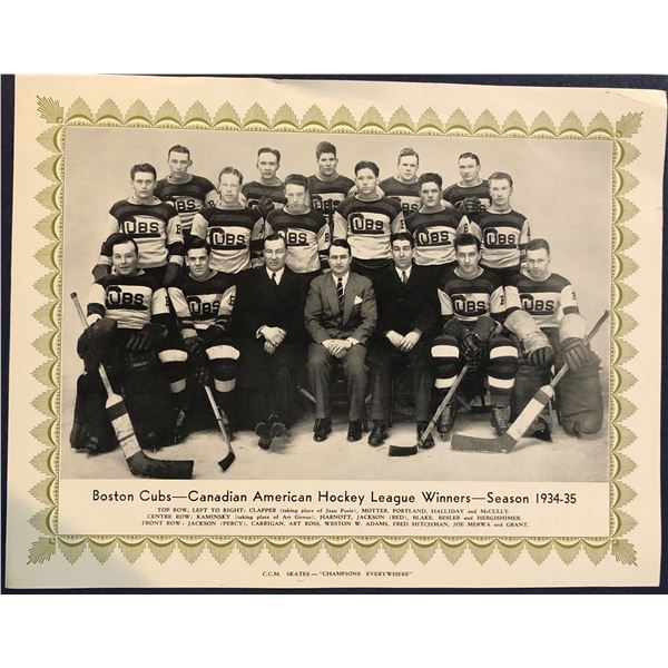 CCM HOCKEY TEAM PICTURE 1934-35 BOSTON CUBS