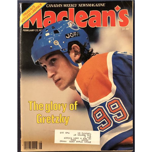 1982 MACLEAN'S MAGAZINE - WAYNE GRETZKY (HOF)