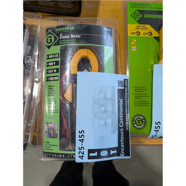 GREENLEE CM-410 – MULTIMÈTRE À PINCE POUR MESURES DE COURANT ET DE TENSION AC