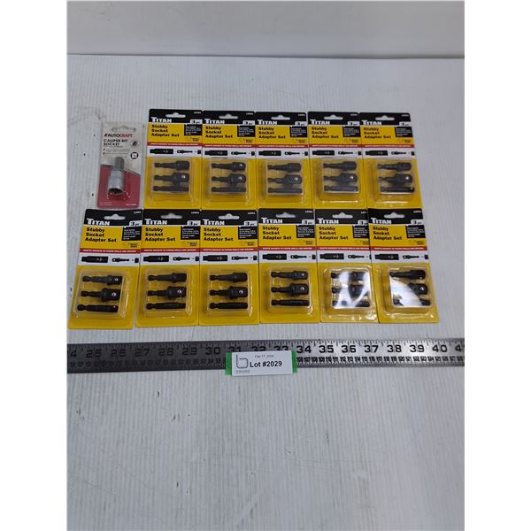 (11) NIB Titan "Stubby Socket Adapter Sets", Autocraft "Caliper Bit Socket"