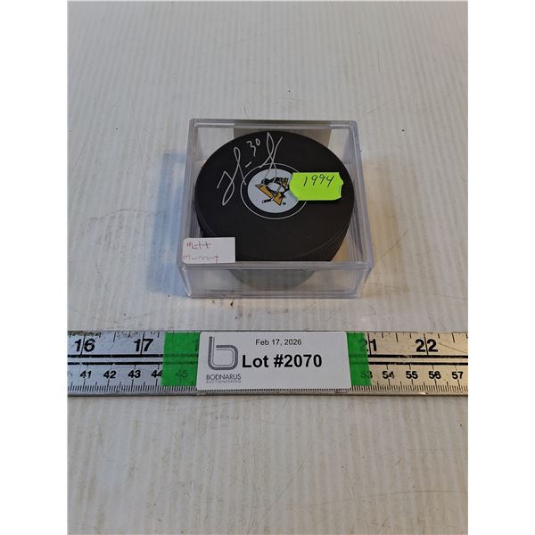 Autographed Hockey Puck - Matt Murray, Cannot Authenticate