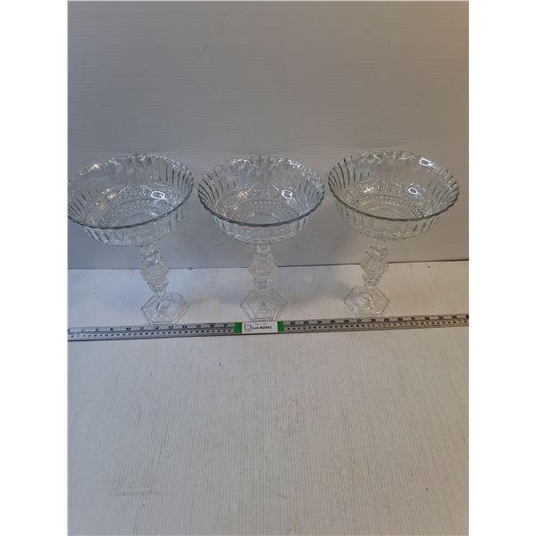 (3) Glass Bowl - Footed - 11" x 7.5" - PICK UP