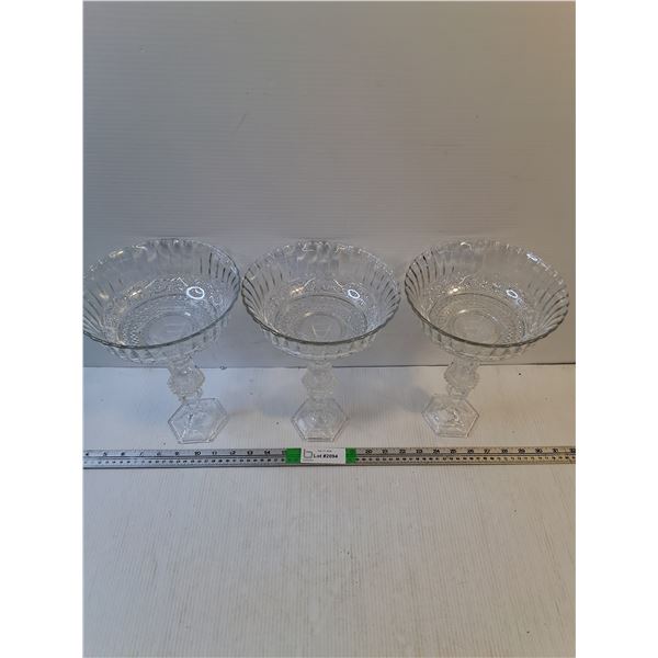 (3) Glass Bowl - Footed - 11" x 7.5" - PICK UP