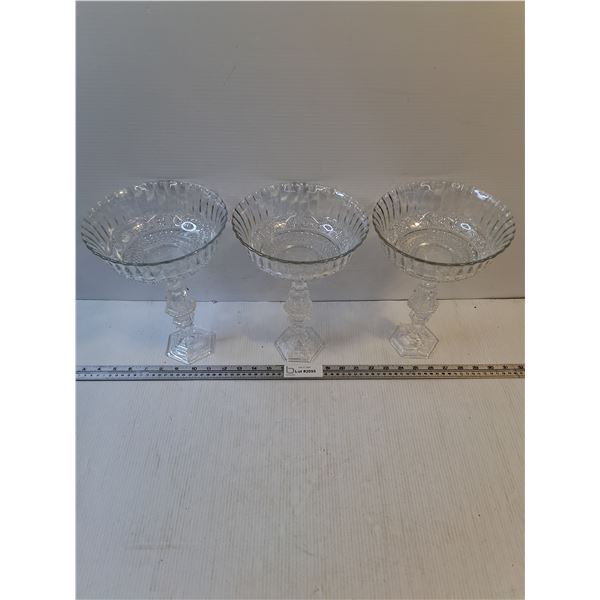 (3) Glass Bowl - Footed - 11" x 7.5" - PICK UP