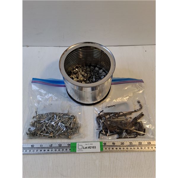 Assorted Fasteners/Allen Wrenches - 3/4" Galvanized sheet metal screws/1 1/4" Shingle Nails