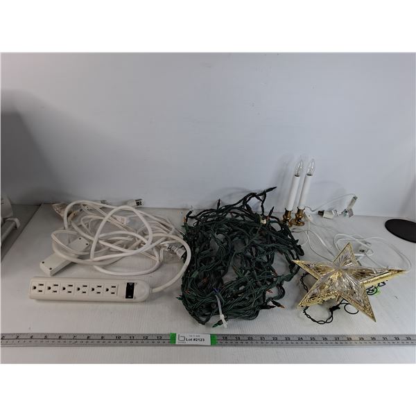 Christmas Lights, Christmas Light-up Star, Christmas Candle- All Power On