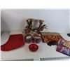 Image 1 : Metal Tuba Christmas Decor, Red Plastic Reusable Bowls, Gift Bag