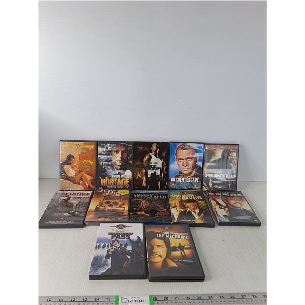 (12) Assorted DVDS- Skyscraper, Breakheart Pass, As Is