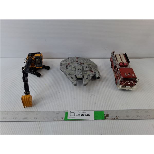Model Firetruck, John Deere Excavator & Millenium Falcon