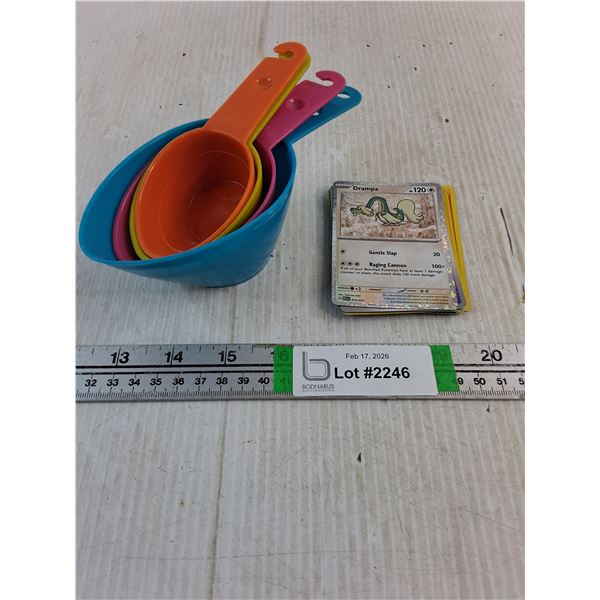 (14) Pokemon Cards and Set of Measuring Cups