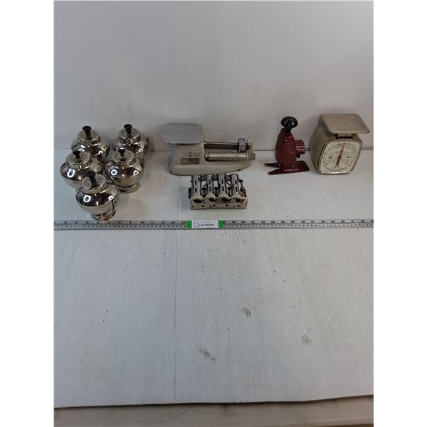 (5) Filter Queen Accessories,Vintage Change Dispenser,Postal Scales,Cream Separator