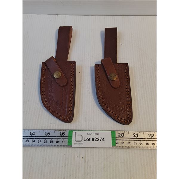 (2) Leather- Knife Sheath-1 1/2" x 4" approx Blade size
