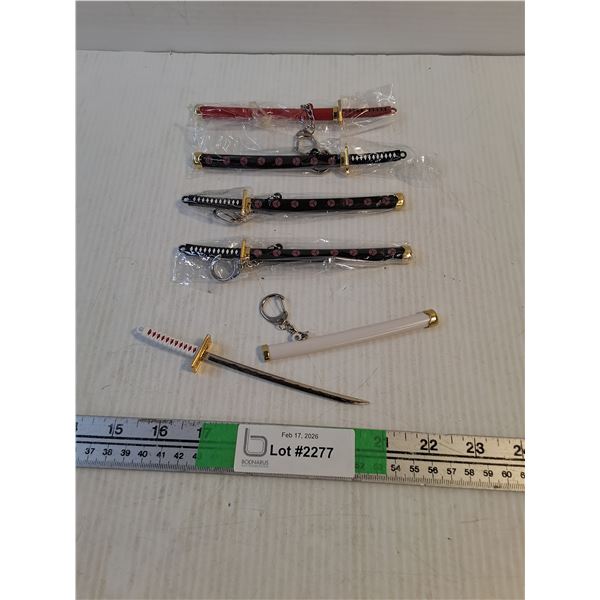 (5) Mini Katana Key Chains
