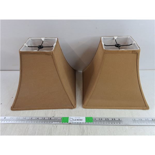 (2) Tan Cloth Lamp Shades 10" x 11" x 11" - PICK UP