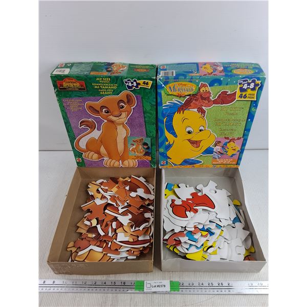 (2) Large Puzzles - Disney The Little Mermaid, The Lion King