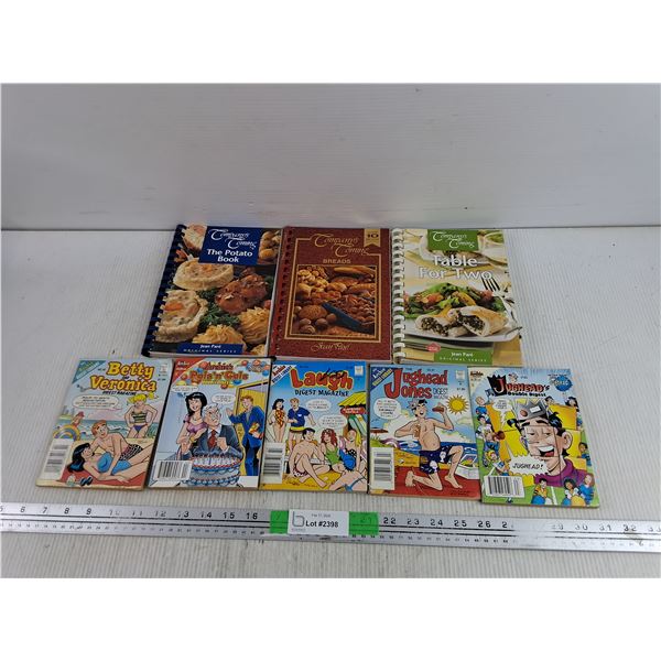 (3) Company's Coming Cookbooks, The Archie Digest Library Comic Books - Laugh, The Jughead Jones