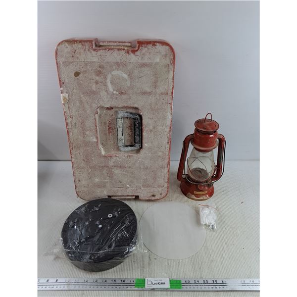 LED Light Fixture - New, Vintage Dietz Kerosene Lantern, Plastic Tool Box Lid 21" x 13" x 3" - PU