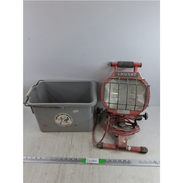 Husky Outdoor Work Light - As Is, 15L Plastic Bucket - PICK UP