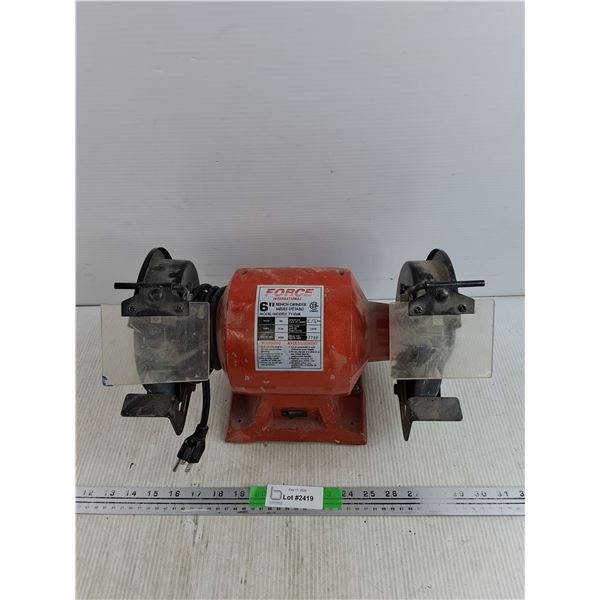 Force International 6" Bench Grinder - Powers On, As Is - PICK UP