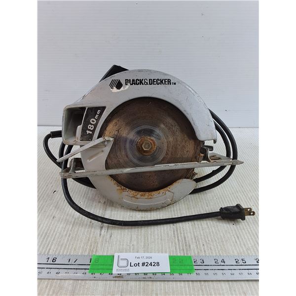 Black & Decker 180mm Circular Saw - Powers On, As Is - PICK UP
