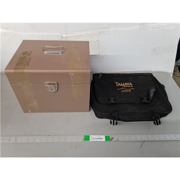 Metal Storage Box 12.5" x 10" x 10"- No Lock & Laptop Case- As Is