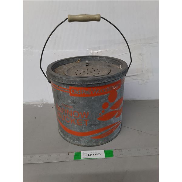 Vintage Galvanized Minnow Bucket 8.75"