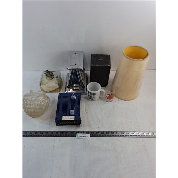 Toaster, Power Supply, Speaker, Oil Lamp Base, Light Fixture, Lamp Shade, Misc. -All Untested, As is