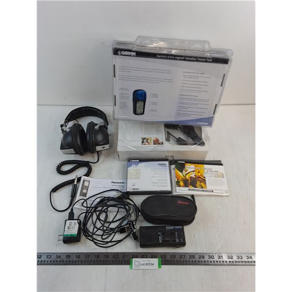 Garmin eTrexLegendTracker Pack - Partial, Philips Pocket Recorder, Headphones, Misc.