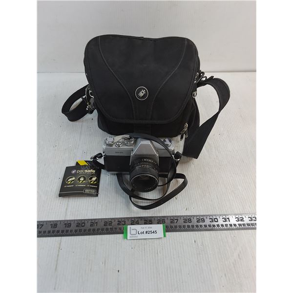 Vintage Mamiya/Sekor 500DTL Film Camera w/Pacsafe Tote